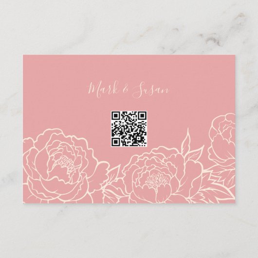 Carte Chinois Elegant Peony Wedding RSVP avec QR Code (Dos)