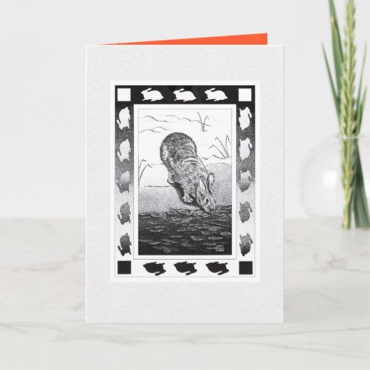 Carte Chinois Rabbit Nouvel An Anglais Plié Salutation C (Devant)