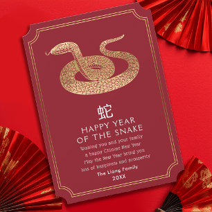 Carte chinoise de jour de l'année Snake Holiday