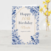 Carte Chinoiserie Bleu Anniversaire (Fleur jaune)