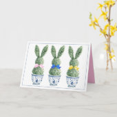 Carte Chinoiserie Bleue et Blanche avec Topiaire de Lapi (Fleur jaune)