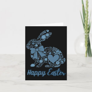 Carte Chinoiserie Bunny Bleu Et Blanc Joyeux Bleu De Pâq