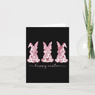 Carte Chinoiserie Bunny Pâques Bow rose Coquette mignonn