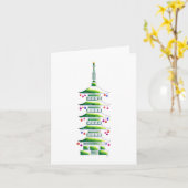 Carte Chinoiserie Christmas Pagoda: Blank Note Card (Fleur jaune)