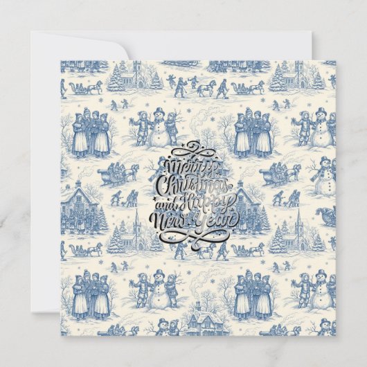 Carte Chinoiserie Toile Hiver Bleu (Devant)