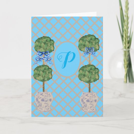 Carte Chinoiserie Turquoise Ginger Jar Jars Topiary (Devant)