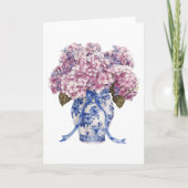 Carte Chinoiserie Vase Hydrangea Fleurs Blank Salutation (Devant)