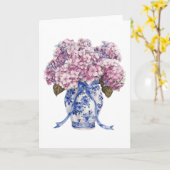 Carte Chinoiserie Vase Hydrangea Fleurs Blank Salutation (Fleur jaune)