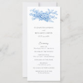 Carte Chinoiserie Wedding Ceremony Program Blue Floral  (Devant)