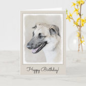 Carte Chinook (oreilles d'hélicoptère) Peinture - Chien (Fleur jaune)