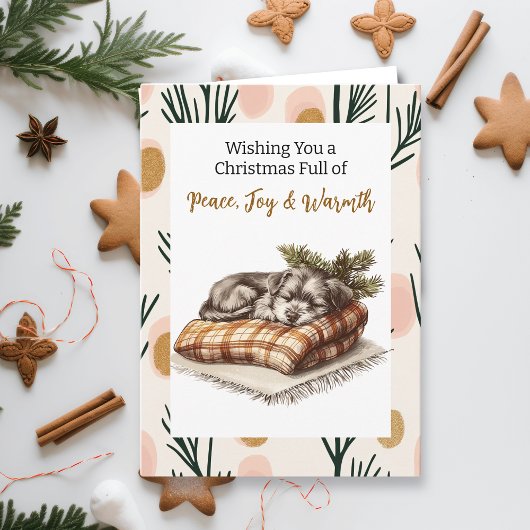 Carte Chiot à carreaux doux | Noël personnalisé