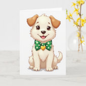 Carte Chiot avec Nœud Papillon (Fleur jaune)