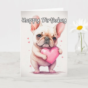Carte Chiot Bouledogue Français joueur et adorable