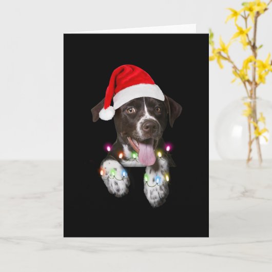 Carte chiot catahoula assis sur une guirlande de noël (Fleur jaune)