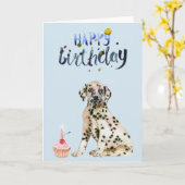 Carte Chiot Dalmatien Anniversaire Mignon (Fleur jaune)