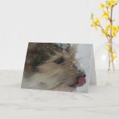 Carte Chiot dans la neige (Fleur jaune)