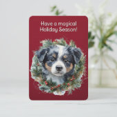 Carte Chiot Dans Une Guirlande De Noël (Debout devant)