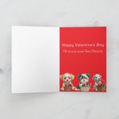 Carte Chiot de la Saint-Valentin Cœurs de chocolat rouge (Intérieur)