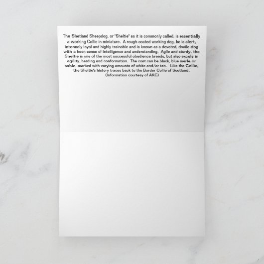 Carte Chiot de Sheltie (Intérieur)