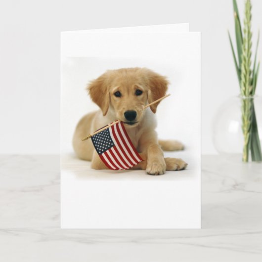 Carte Chiot et drapeau de golden retriever (Devant)