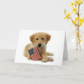 Carte Chiot et drapeau Golden Retriever (Fleur jaune)