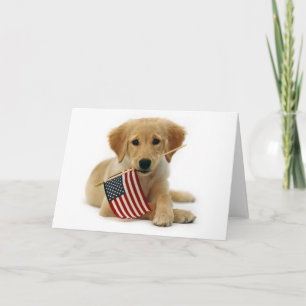 Carte Chiot et drapeau Golden Retriever