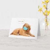 Carte Chiot Golden Retriever avec masque facial (Fleur jaune)