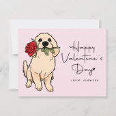 Carte Chiot HEUREUSE SAINTE-VALENTIN À Fleur (Devant)