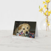 Carte chiot labrador jaune LR avec jouet (Fleur jaune)