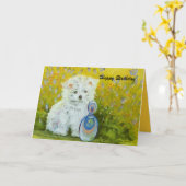 Carte Chiot maltais - jaune (Fleur jaune)