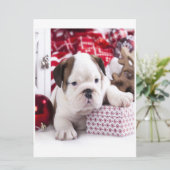 Carte Chiot mignon Bouledogue Anglais | Noël drôle (Debout devant)