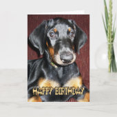 Carte Chiot mignon de Pinscher de dobermann de joyeux (Devant)
