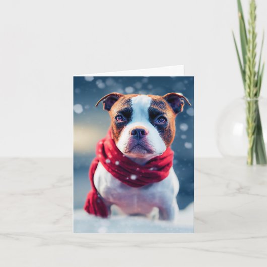 Carte Chiot mignonne et robuste dans une écharpe rouge d (Devant)