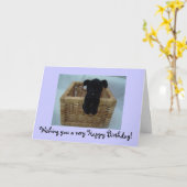 Carte Chiot Noir Dans Un Panier (Fleur jaune)