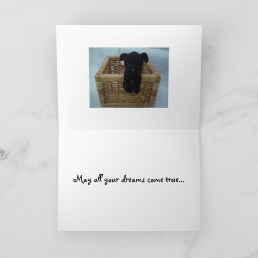 Carte Chiot Noir Dans Une Panier (Intérieur)