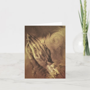 Carte chiot rouge "mains en prière"