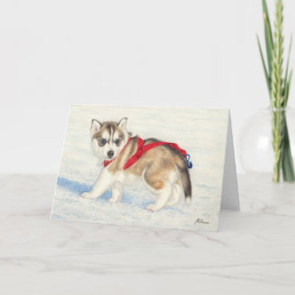 Carte Chiot Sibérien Husky En Neige