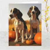 Carte Chiot Treeing Walker Coonhound Citrouille d'Automn (Fleur jaune)