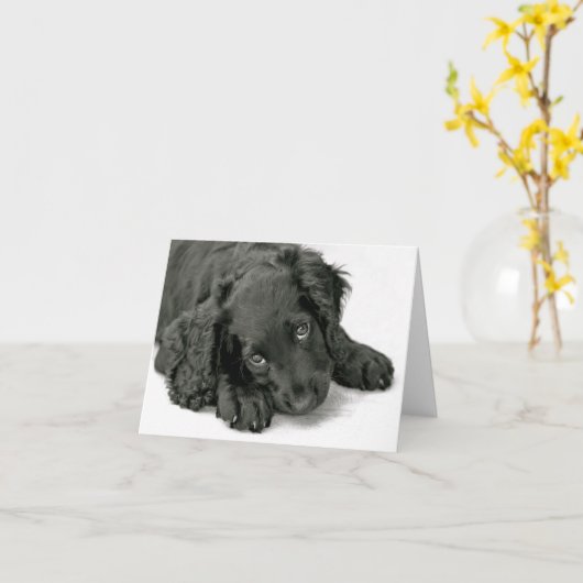 Carte Chiot très mignon (Fleur jaune)
