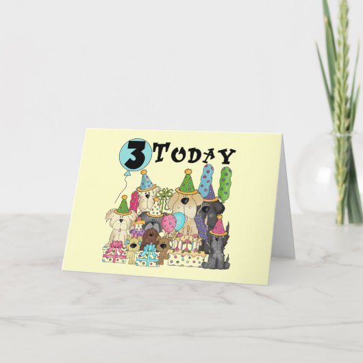 Carte Chiots 3e anniversaire Bash Tshirts et cadeaux (Devant)