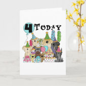 Carte Chiots 4e anniversaire Bash Tshirts et cadeaux (Fleur jaune)