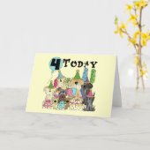 Carte Chiots 4e anniversaire Bash Tshirts et cadeaux (Fleur jaune)