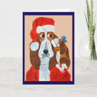 Chiots Basset disant à Santa ses vœux de Noël