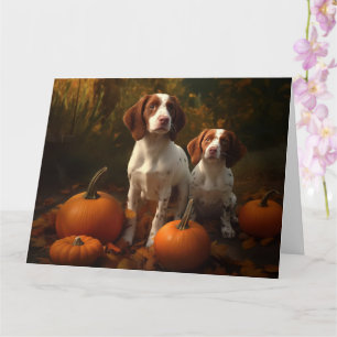 Carte Chiots Brittany Spaniel Délice d'Automne Citrouill