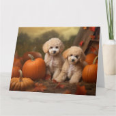 Carte Chiots Caniches Délice d'Automne Citrouille (Devant)