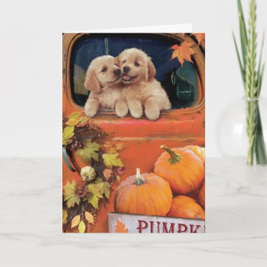 Carte Chiots citrouilles - Camion - Thanksgiving (Devant)