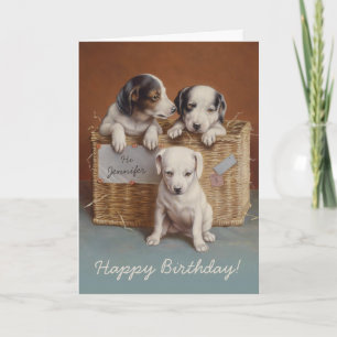 Carte Chiots dans un panier CC0063 Carl Reichert Anniver