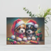 Carte Chiots de Noël Dur Pastel (Debout devant)