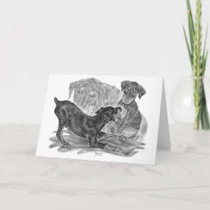 Carte Chiots de Pinscher de dobermann dessinant par le
