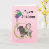 Carte Chiots de Shar-Pei de Chinois avec le joyeux (Fleur jaune)